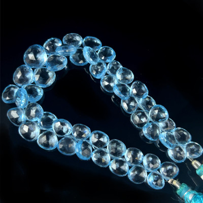 Natural Topaz | Checker Cut | Heart Shape Gemstone Beads | 9–12mm | FL Clarity | 48 Pcs 186 Carats | 8 Inch | Side Drilled | Jewelry Making