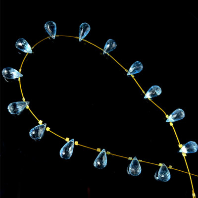 Natural Topaz | Briolette Faceted Cut | Drop Shape | Gemstone Beads | 10x6-12x6mm | 15 Pcs 52 Carats | VVS Clarity | December Birthstone | Jewelry Making Loose Strand