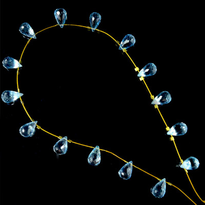 Topaz Natural Briolette Cut Drop 10x6-11x6mm VVS Clarity Top Sky Color Side Drilled Loose Gemstone