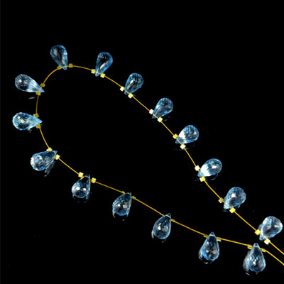 Natural Topaz | Briolette Faceted Cut | Drop Shape | Gemstone Beads | 11x6-14x7mm | Top Sky Blue Color | 16 Pcs 73 Carats | VVS Clarity | December Birthstone | Jewelry Making