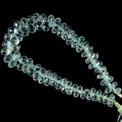 Aquamarine Natural Drop 5x3-10x5mm Briolette Cut VS Clarity Aqua Sky Blue Color Side Drill Gemstone