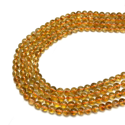 Citrine Natural Plain Ball 8mm VS Clarity Amber Yellow Color Drilled Loose Gemstone