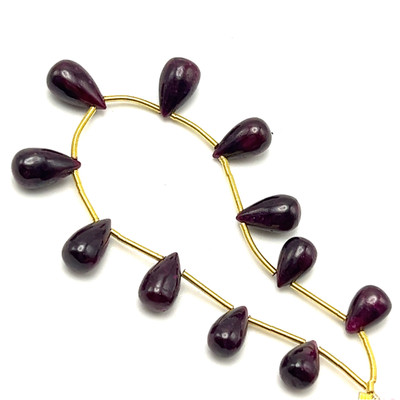 African Natural Ruby Plain Smooth Drop Beads | 8x6-11x6mm | 11 Pcs 35 Carats | Scarlet Red | VVS Clarity | 5.7 Inch Length Precious Gemstone Jewelry Making