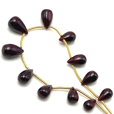 African Natural Ruby Plain Smooth Drop Beads | 8x5-12x8mm | 11 Pcs 39 Carats | Crimson Red | VVS Clarity | 5.9 Inch Length July Birthstone Ideal for Jewelry Making