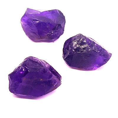 Amethyst Natural Rough 186.5 Carat Royal Purple Color 3 Pieces Premium AAAAA Quality Gemstone Uncut Raw Rocks