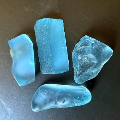 Natural Topaz Rough 69.73 Carats 4 Pcs Uncut 5A Grade Royal Swiss Blue Color Gemstone Rocks