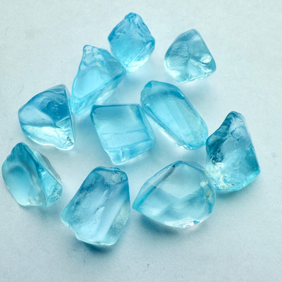 Natural Topaz Rough 50.13 Carats 10 Pcs Uncut 5A Grade Light Swiss Blue Color Gemstone Rocks