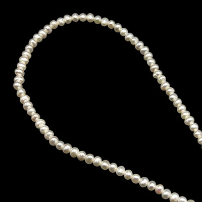 Freshwater Pearl 3.50mm Off Round Smooth Cut Bridal White Color 15.9 inch Strand June Birthstone