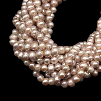 Freshwater Pearl Strand 7x6mm Ringed Smooth Cut 70 pieces Lavender Purple Color 15.8 inch Pearl Birthstone