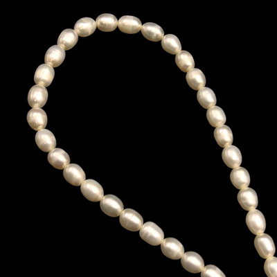 Freshwater Pearl 7x5mm Button/Drop Smooth Cut Bridal White Color 15" Strand