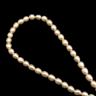 Freshwater Pearl 7x5mm Button/Drop Ivory Color Smooth Cut 15.3" Strand