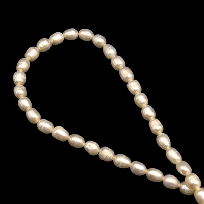 Freshwater Pearl 7x5mm Button/Drop Smooth Cut Ivory Color 15.3" Strand