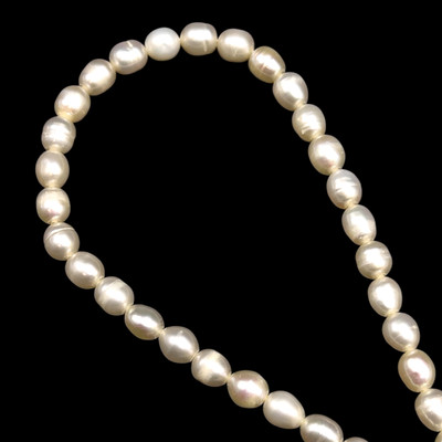 Freshwater Pearl 7x5mm Button/Drop Smooth Cut Ivory Color 14.9" Strand