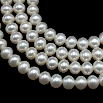 Freshwater Pearl 7mm Round Smooth Cut Creamy White Color 15.7" Strand