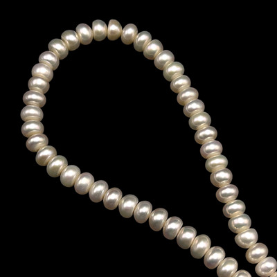 Freshwater Pearl Strand 7mm Button Smooth Cut Cream Color 15.7" June Birthstone