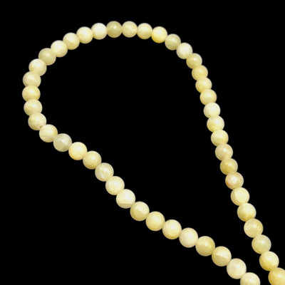 Jade Gemstone Ball Shape 7mm Smooth Plain Beads | SI Clarity Light Yellow Color | Chakra Healing Necklace Making
