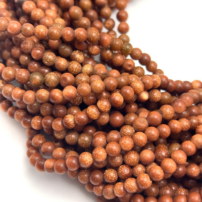 Sunstone Natural Gemstone 4mm Ball Plain Cut VS Clarity Cinnamon Color Beads Strand