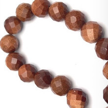 Sunstone Natural Gemstone 13.5mm Ball Facet Cut VS Clarity Cinnamon Color Beads Strand