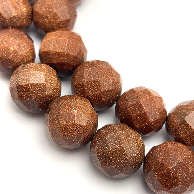 Sunstone Natural Gemstone 16mm Ball Facet Cut VS Clarity Cinnamon Color Beads Strand