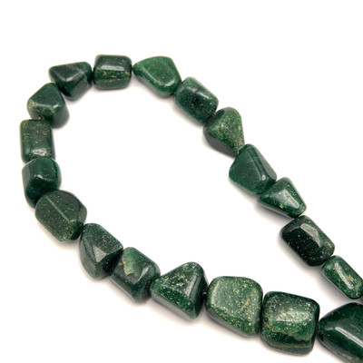 Aventurine Natural Gemstone Beads Tumble Shape Plain Smooth Cut 13x12-28x16mm Dark Forest Color 16 Inch Strand Jewelry Making