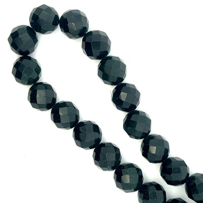 Sandstone Natural Gemstone 14mm Ball Facet Cut VS Clarity Dark Green Color Beads Strand
