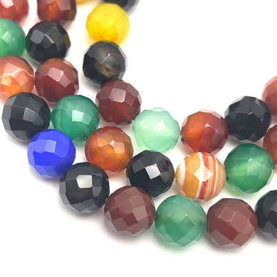Carnelian Natural Gemstone 10mm Ball Facet Cut VS Clarity Multi Color Beads Strand