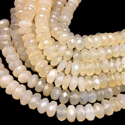 Chalcedony Gemstone 12mm Round Facet Cut VS Clarity White Color Beads Strand