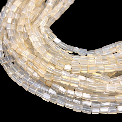 Chalcedony Gemstone Tube Plain Cut VS Clarity White Color Beads Strand