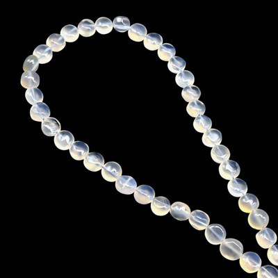 Natural Chalcedony Button 9-10mm Plain Smooth Drilled Beads | VS Clarity | 14 inch Loose Strand Jewelry Making
