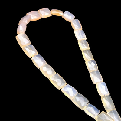 Natural Chalcedony Octagon 12.5x12-17x12mm Faceted Drilled Beads | VS Clarity | 15 inch Loose Strand Jewelry Making