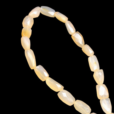 Natural Chalcedony Tumble 15x10-24x10mm Faceted Drilled Beads | VS Clarity | 14 inch Loose Strand Jewelry Making