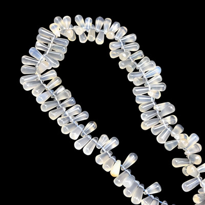 Natural Chalcedony Drop 13x6mm Plain Smooth Drilled Beads | VS Clarity | 13.5 inch Loose Strand Jewelry Making