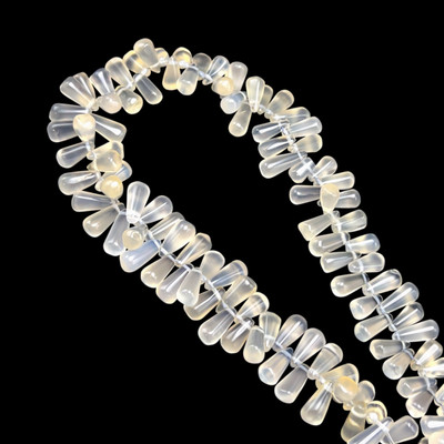 Natural Chalcedony Drop 10x6-10x8mm Plain Smooth Drilled Beads | VS Clarity | 14 inch Loose Strand Jewelry Making