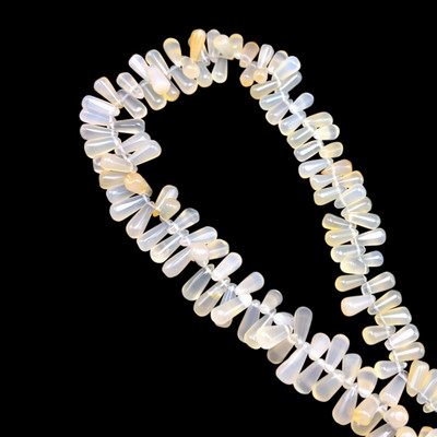 Natural Chalcedony Drop 9x5-14x7mm Plain Smooth Drilled Beads | VS Clarity | 14 inch Loose Strand Jewelry Making