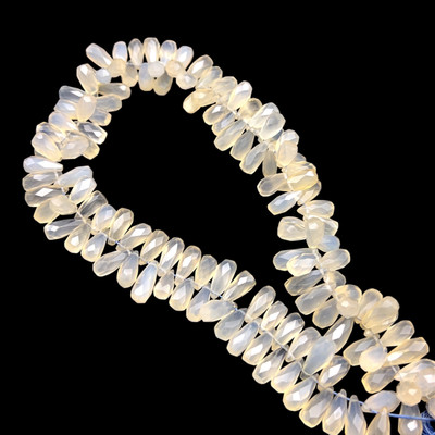 Natural Chalcedony Drop 13x6mm Faceted Drilled Beads | VS Clarity | 13 inch Loose Strand Jewelry Making