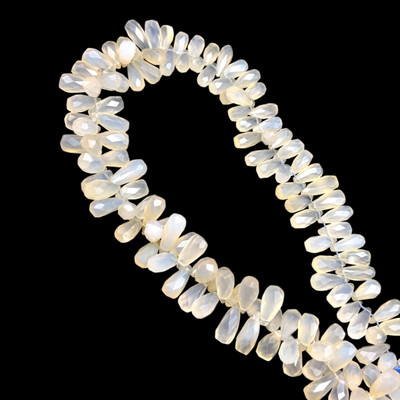 Natural Chalcedony Drop 11x5mm Faceted Drilled Beads | VS Clarity | 13-14 inch Loose Strand Jewelry Making