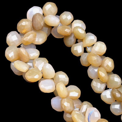 Chalcedony Gemstone 11x9-15x15mm Pear Facet Cut VS Clarity White Color Beads Strand