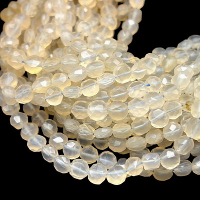 Chalcedony Gemstone 6mm Mani Briolette Cut VS Clarity White Color Beads Strand