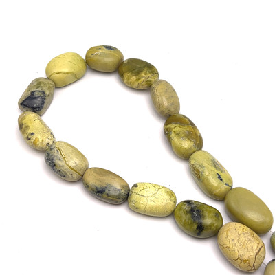 Natural Serpentine Gemstone Tumble Beads | VS Clarity 22x20mm Olive Green Color | Heart Chakra Healing Beads