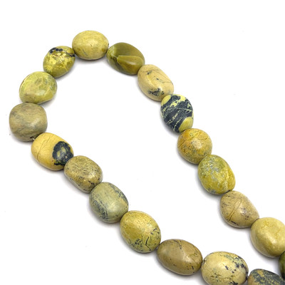 Natural Serpentine Gemstone Tumble Beads | SI Clarity 20x12mm Olive Green Color | Spiritual Jewelry Making