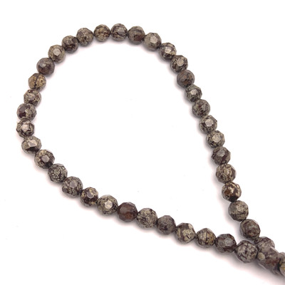 Natural Snowflake 8mm Star Facet Cut Round Obsidian Gemstone Strand Brown Color Healing Beads 14.5 Inch Jewelry Making