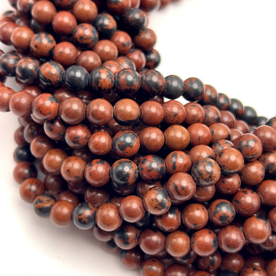 Natural Obsidian Gemstone Ball 6mm Smooth Plain Beads | VS Clarity Copper Brown Black Color | Loose Gemstone Beads