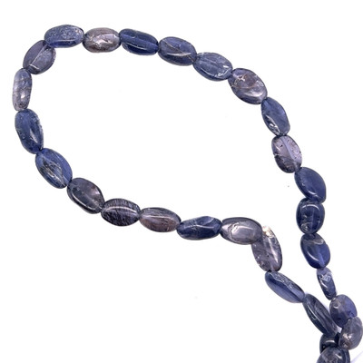 Natural Iolite Gemstone Beads | Mani Plain Smooth SI Clarity | 8x7-13x8mm Zaffre Blue Color 17 Inch Loose Strand Jewelry Making