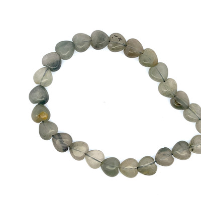 Natural Rutile Gemstone Heart 10mm Plain Smooth Drilled Beads | Light Green Color SI Clarity | 15 Inch Loose Bead Strand