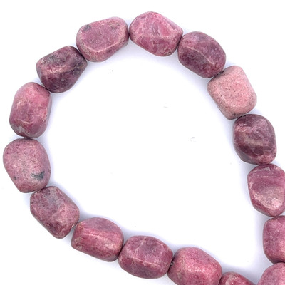 Rhodonite Gemstone Tumble Plain Smooth Beads | 20x12mm Dusty Pink VS Clarity | Loose Bead Strand Jewelry Making