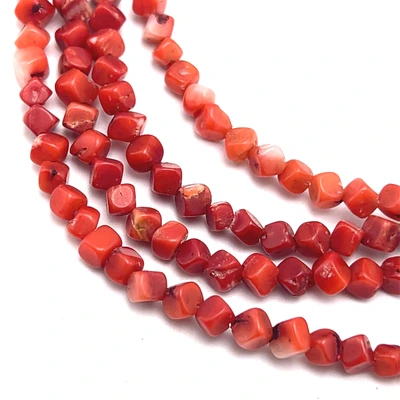Coral Beads Strand 4-3.5 mm Box Plain Cut VS Clarity Orange Color Birthstone Jewelry Making