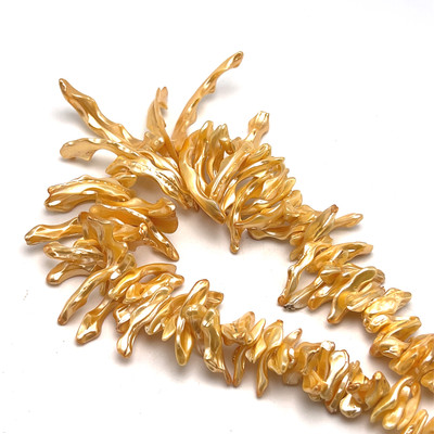 Shell Beads Strand 40x8-19x7 mm Fancy Plain Cut VVS2 Clarity Golden Color Handmade Jewelry Making