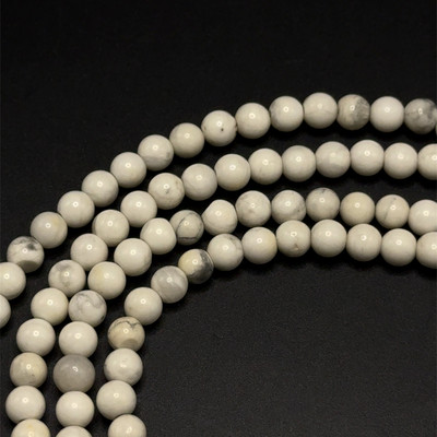 Howlite Beads Strand 6.50 mm Ball Plain Cut VS Clarity White Color Birthstone Jewelry Making