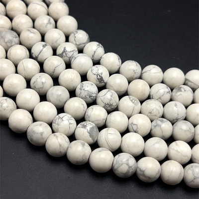 Howlite Beads Strand 8.00 mm Ball Plain Cut VS Clarity White Color Birthstone Jewelry Making
