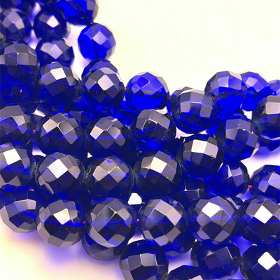 Glass Beads Strand 14.0 mm Ball Briolette Cut VS Clarity Navy Blue Color Birthstone Jewelry Making